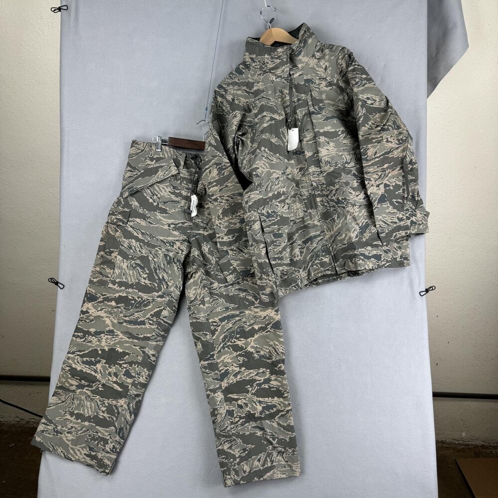 Propper APECS Set Mens Medium Gray Camo Waterproof Jacket Pants 2 Piece Military